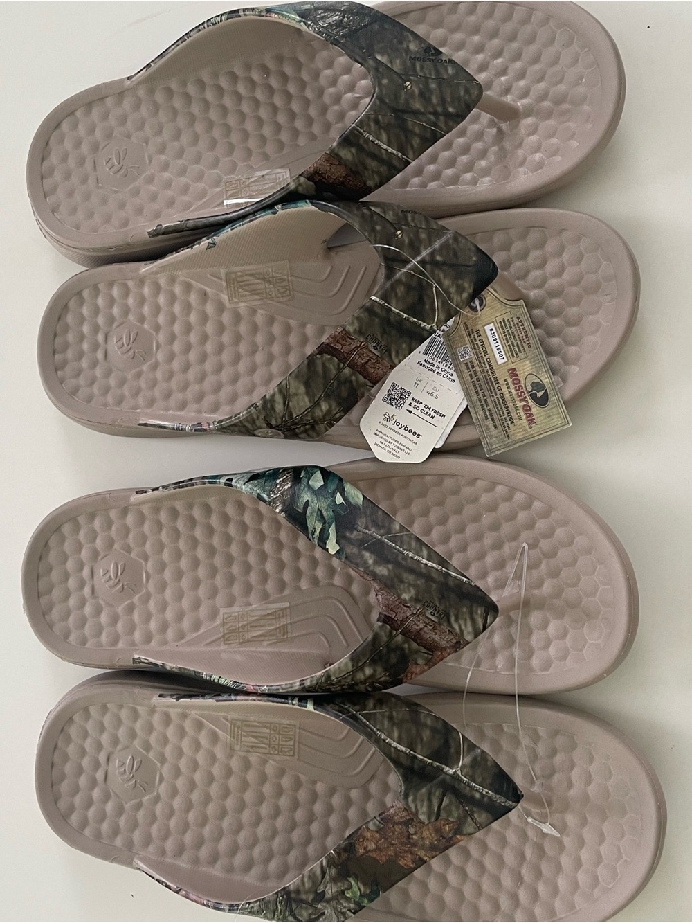 Bundle Mossy Oak Men's Camo Thong Sandals Slip-On Beige Outdoor Casual US 12